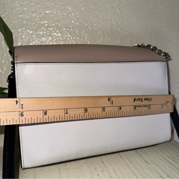 Kate Spade Carson Saffiano Leather Convertible Crossbody Warm Beige Multi Gold - Picture 15 of 16